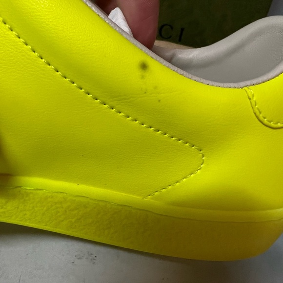 Gucci Perforated Interlocking GG Leather Sneaker Neon Yellow Sz 9G / 10US - Picture 6 of 9